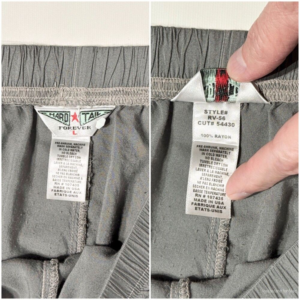 Hard Tail Forever Gray Rayon Wide Leg Pants Elastic High Waist Women Size L (A3) - Picture 4 of 8